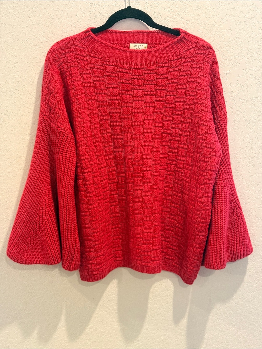 Umgee Red Textured Knit Women's Sweater